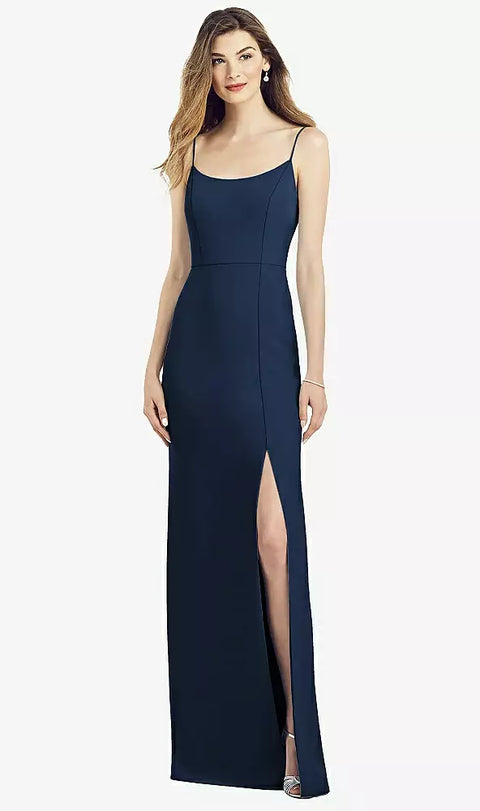 After Six 6822 Spaghetti Strap V-back Crepe Gown With Front Slit