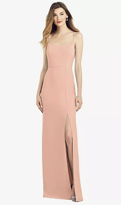 After Six 6822 Spaghetti Strap V-back Crepe Gown With Front Slit