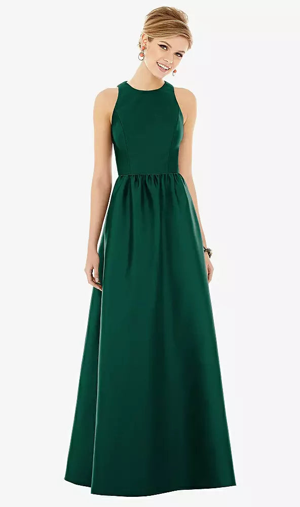 Alfred Sung D707 Sleeveless Keyhole Back Satin Maxi Dress – YDG
