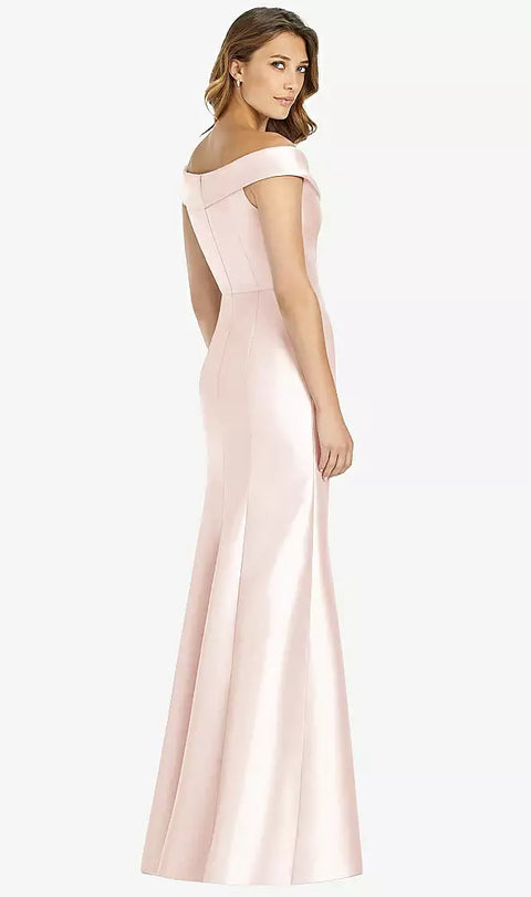 Alfred Sung D760 Off-the-shoulder Cuff Trumpet Gown With Front Slit