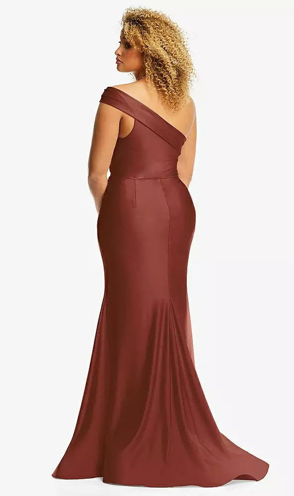 Cynthia & Sahar Cs107 One-shoulder Bias-cuff Stretch Satin Mermaid Dre – YDG