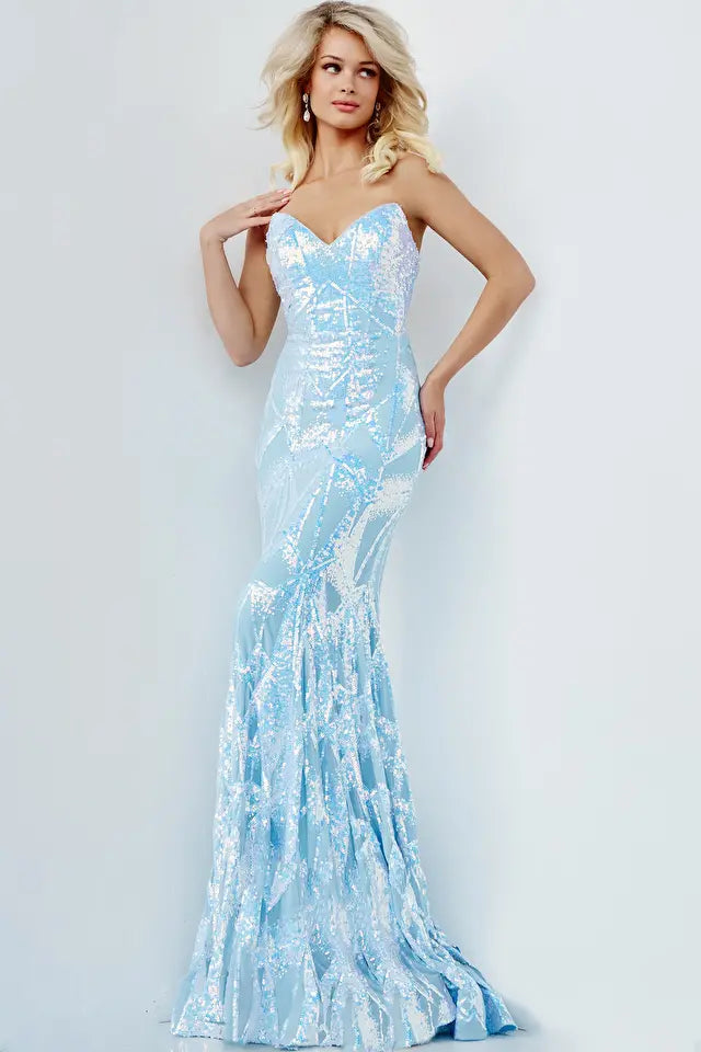 Jovani 05100 Embellished Strapless Sequin Plus Size Party Dress  YDG