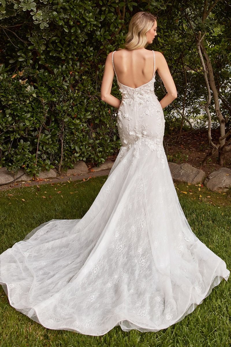 Ladivine - CD856W Lace Keyhole Neckline Mermaid Bridal Dress  YDG