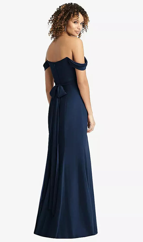 Social Bridesmaid 8193 Off-the-shoulder Criss Cross Bodice Trumpet Gown