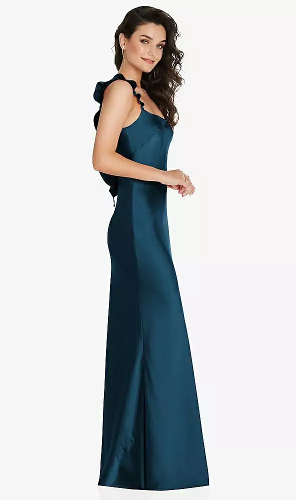 Social Bridesmaid 8219 Ruffle Trimmed Open-back Maxi Slip Dress – YDG