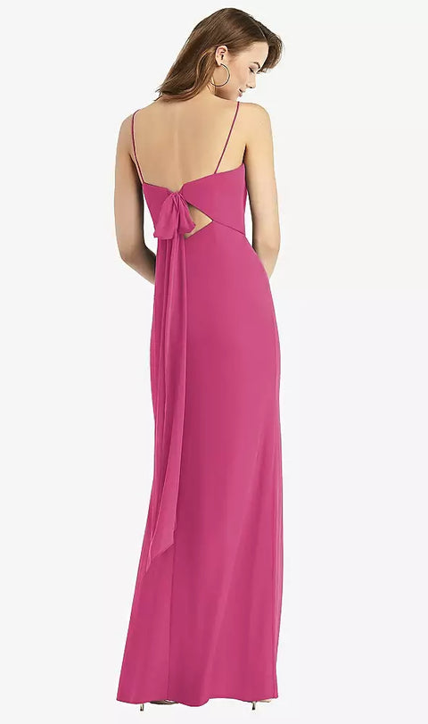Thread Bridesmaid Th013 Tie-back Cutout Trumpet Gown With Front Slit