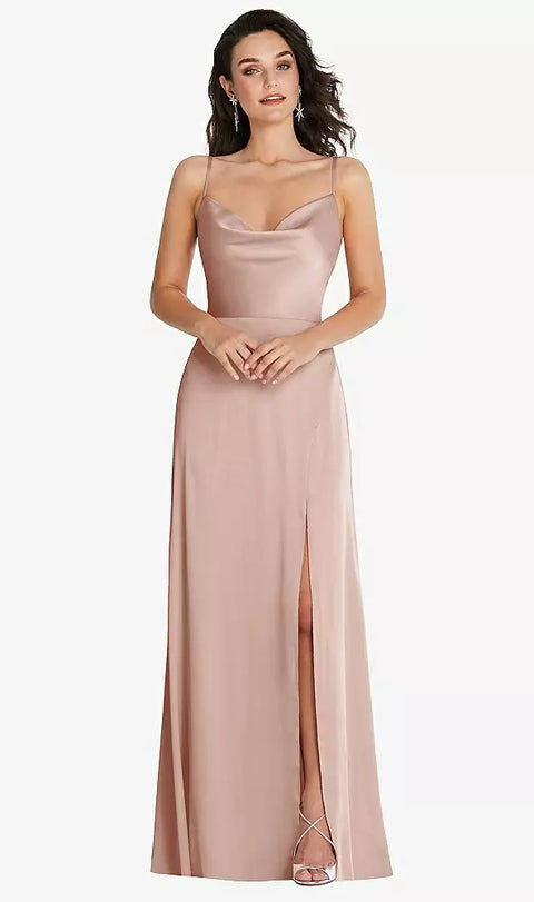 Thread Bridesmaid Th098 Cowl-neck A-line Maxi Dress With Adjustable Straps