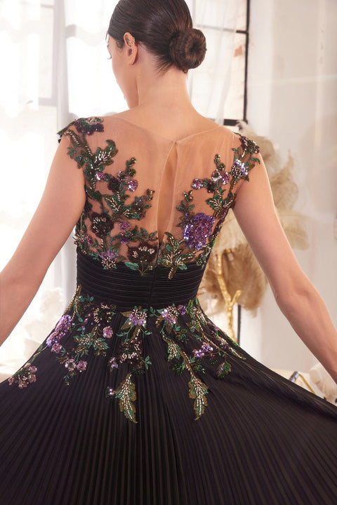 Andrea & Leo - A1355 Floral Sequin Gown
