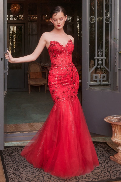 Andrea & Leo - A1388 Floral Sequin Gown