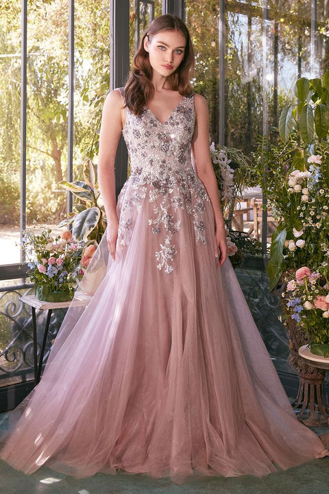 Andrea & Leo - A1401 Floral Sequin Gown