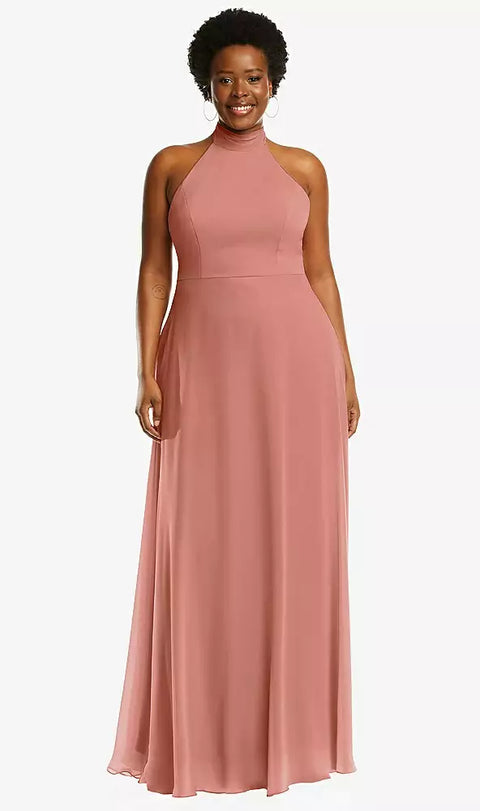 After Six 1545 High Neck Halter Backless Maxi Dress