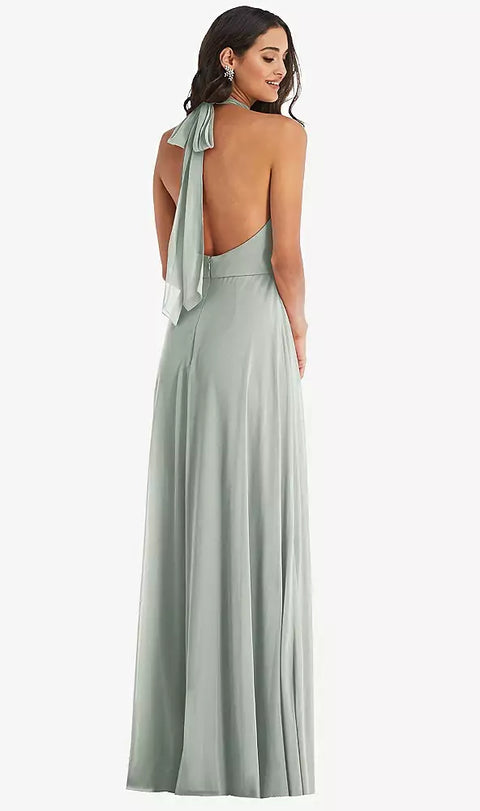 After Six 1545 High Neck Halter Backless Maxi Dress