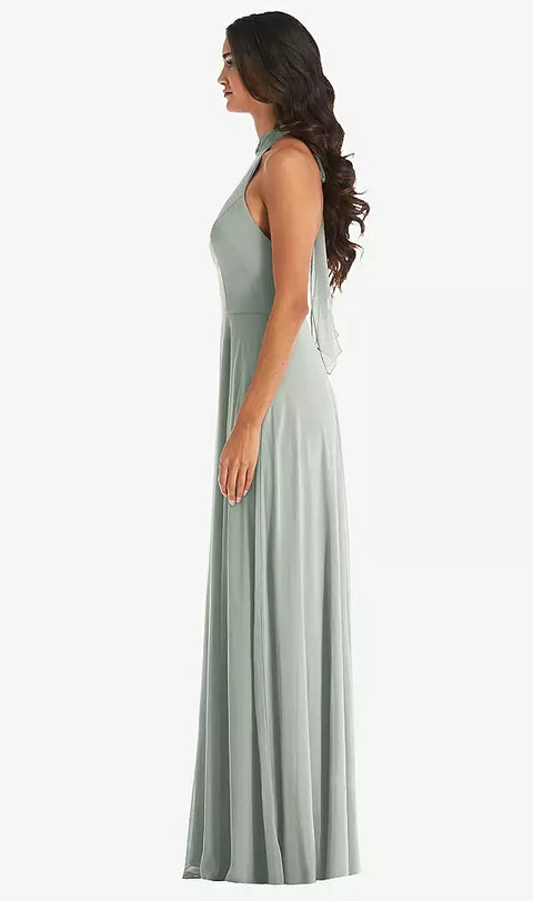 After Six 1545 High Neck Halter Backless Maxi Dress