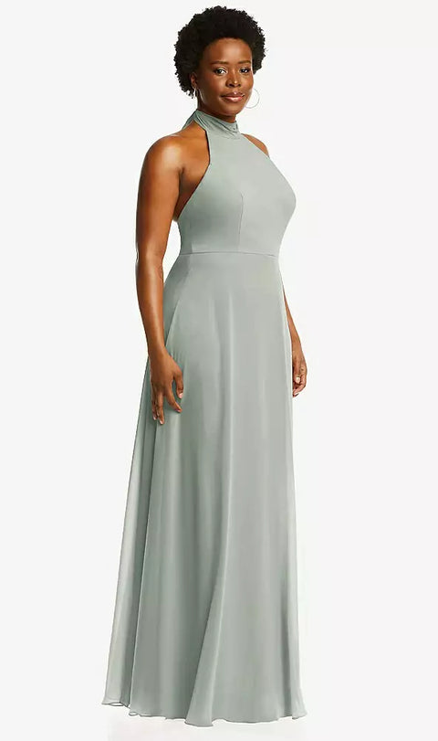 After Six 1545 High Neck Halter Backless Maxi Dress