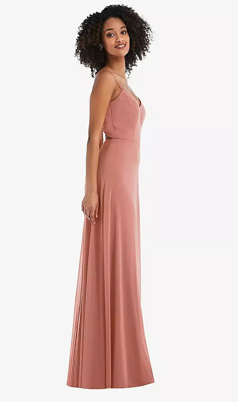 After Six 1548 Tie-back Cutout Maxi Dress With Front Slit