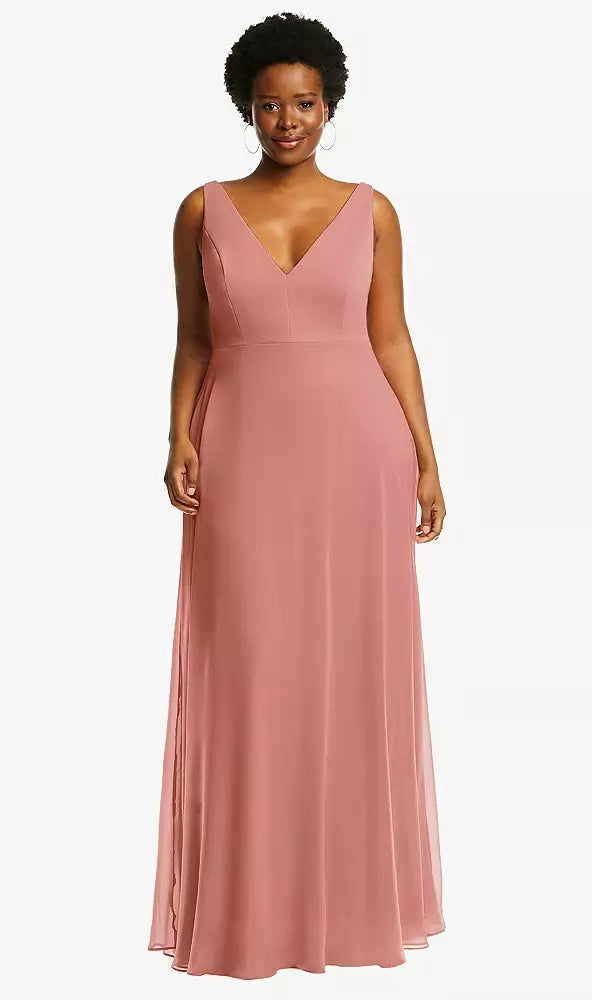After Six 1549 Deep V-neck Chiffon Maxi Dress – YDG