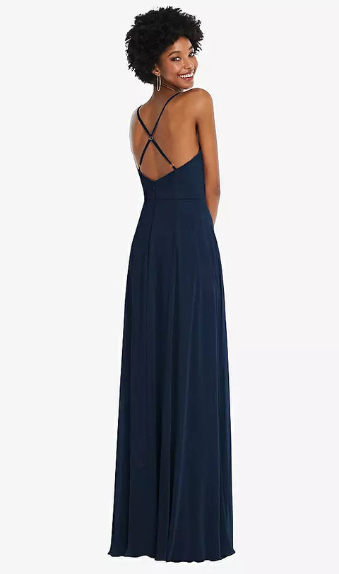 After Six 1557 Faux Wrap Criss Cross Back Maxi Dress With Adjustable Straps