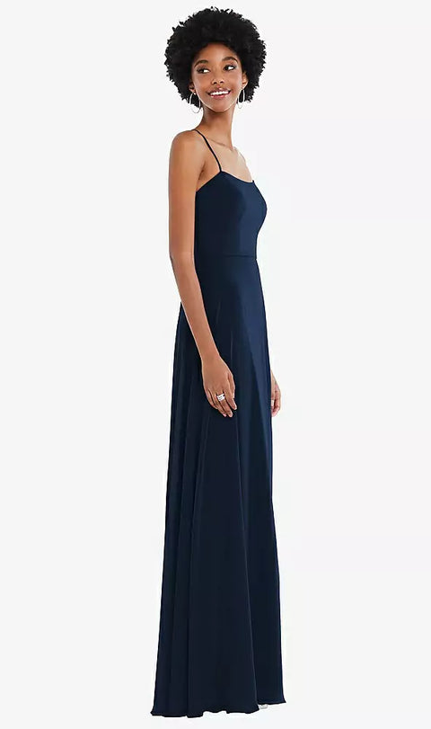 After Six 1559 Scoop Neck Convertible Tie-strap Maxi Dress With Front Slit