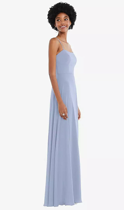 After Six 1559 Scoop Neck Convertible Tie-strap Maxi Dress With Front Slit