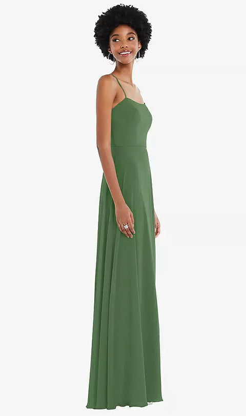 After Six 1559 Scoop Neck Convertible Tie-strap Maxi Dress With Front Slit