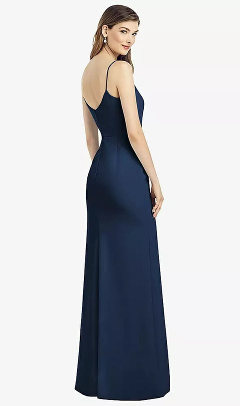 After Six 6822 Spaghetti Strap V-back Crepe Gown With Front Slit