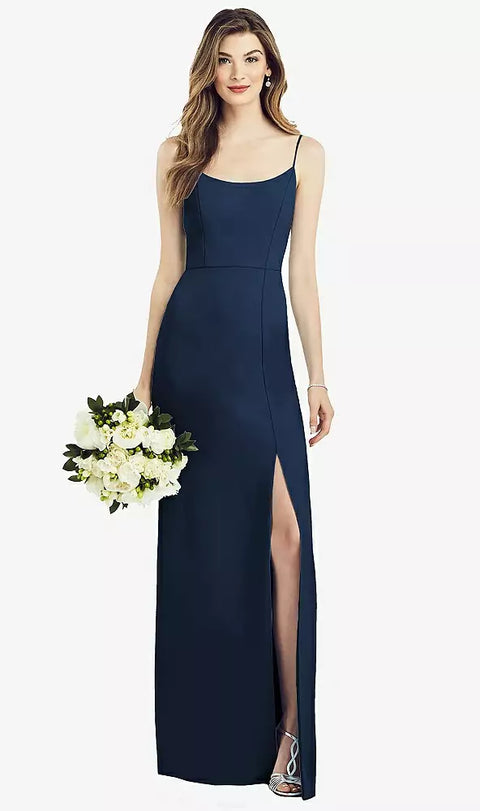 After Six 6822 Spaghetti Strap V-back Crepe Gown With Front Slit