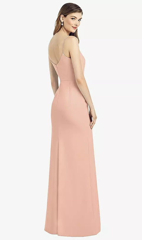 After Six 6822 Spaghetti Strap V-back Crepe Gown With Front Slit