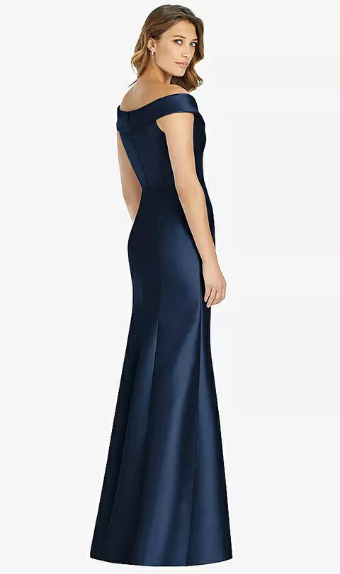 Alfred Sung D760 Off-the-shoulder Cuff Trumpet Gown With Front Slit