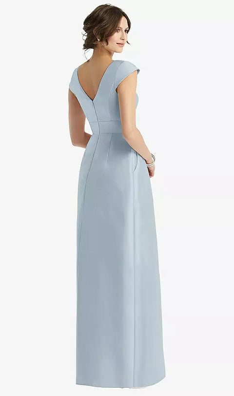 Alfred Sung D767 Cap Sleeve Pleated Skirt Dress With Pockets