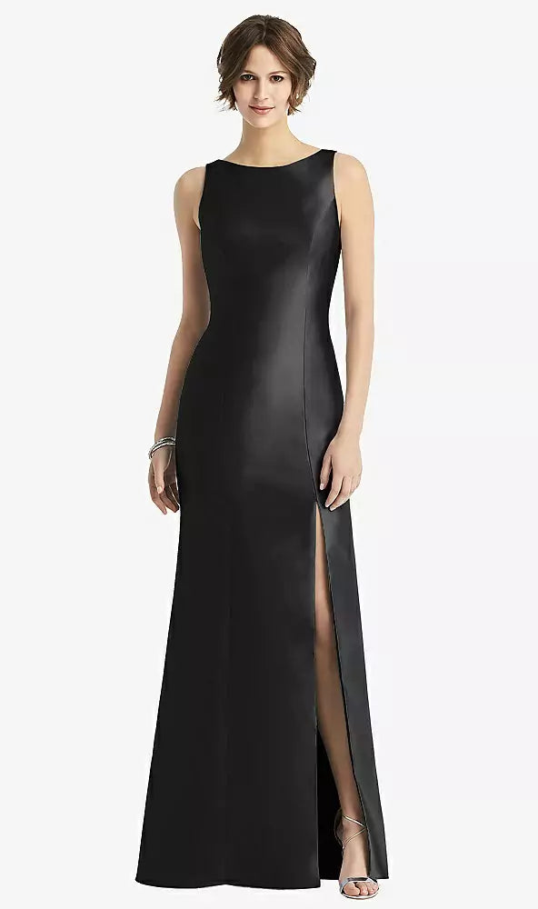 Alfred Sung D770 Sleeveless Satin Trumpet Gown With Bow At Open-back – YDG