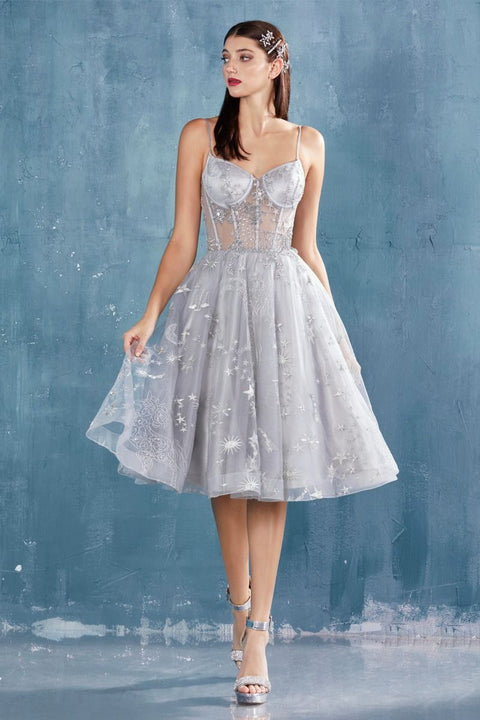 Andrea & Leo A0823 Tulle Tea Length A-line Dress