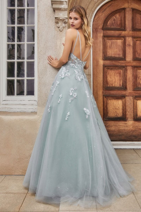 Andrea & Leo A0892 Tulle V-Neck Straps Gown