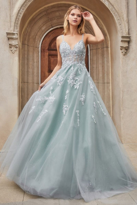 Andrea & Leo A0892 Tulle V-Neck Straps Gown