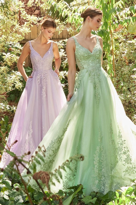 Andrea & Leo A1125 Tulle V-Neck A-line Gown