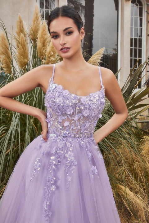 Andrea & Leo A1142 Tulle Keyhole Neckline Straps A-line Gown