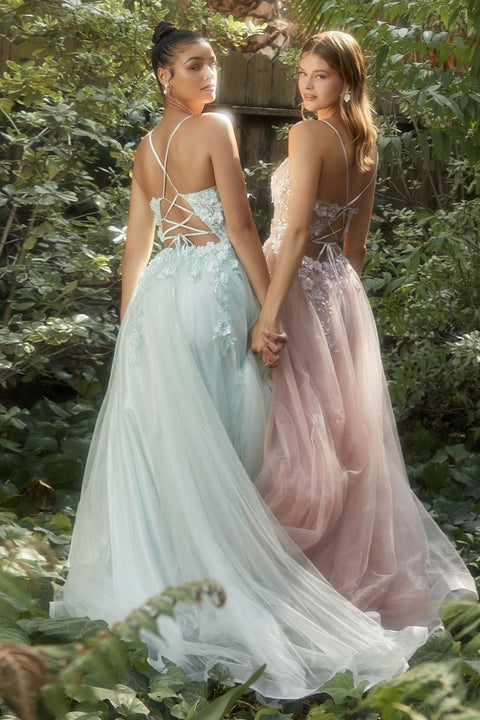 Andrea & Leo A1142 Tulle Keyhole Neckline Straps A-line Gown