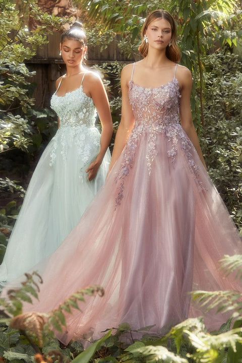 Andrea & Leo A1142 Tulle Keyhole Neckline Straps A-line Gown