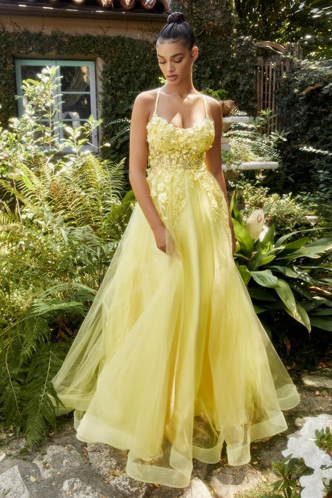 Andrea & Leo A1142 Tulle Keyhole Neckline Straps A-line Gown