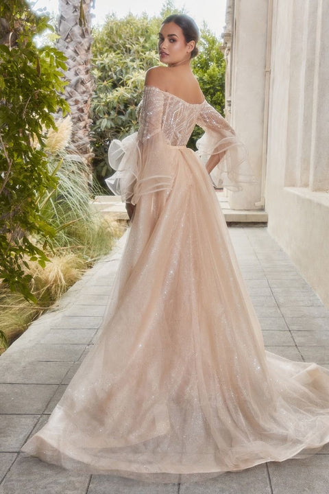 Andrea & Leo A1175 Tulle Off The Shoulder Flounce Sleeve Gown