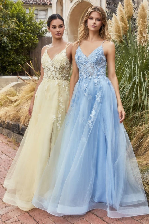 Andrea & Leo A1191 Tulle V-Neck Straps A-line Gown