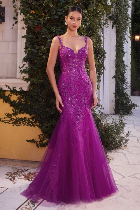 Andrea & Leo A1231 Tulle Scoop Neckline Straps Mermaid Gown