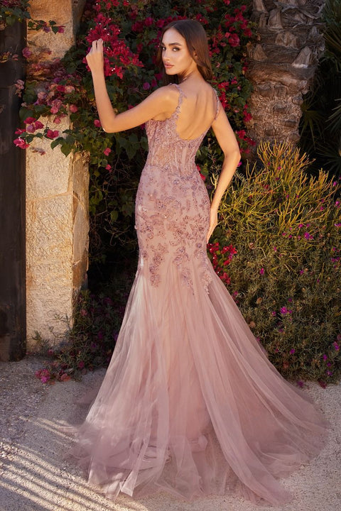 Andrea & Leo A1231 Tulle Scoop Neckline Straps Mermaid Gown