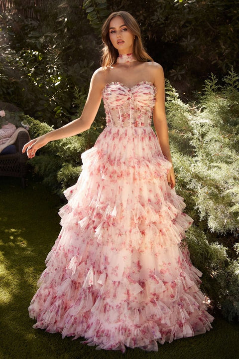 Andrea & Leo A1334 Tulle Sweetheart Neckline Strapless Ruffle Gown