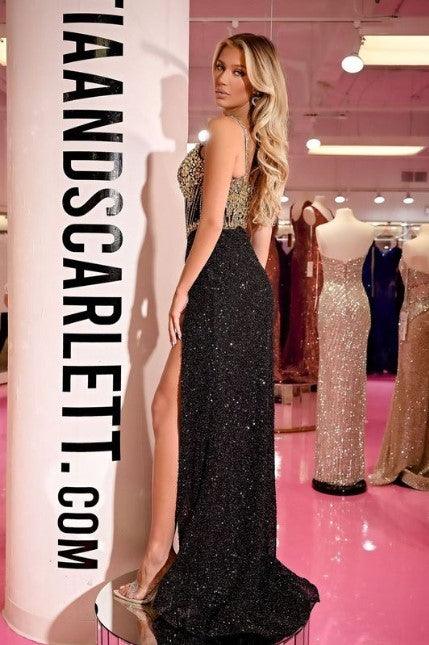 Portia And Scarlett V Neck Couture Evening Dress PS24872C