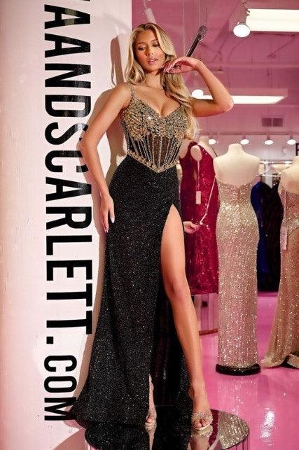 Portia And Scarlett V Neck Couture Evening Dress PS24872C