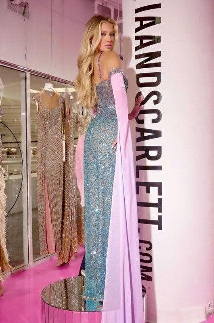 Portia And Scarlett V Neck Couture Evening Dress PS24858C