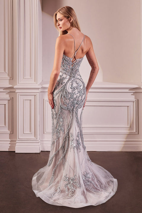 Ladivine - CC0240 Plunging Neckline Gown