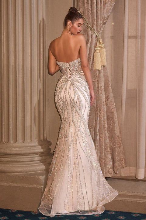Ladivine - CC0688W Plunging Neckline Gown