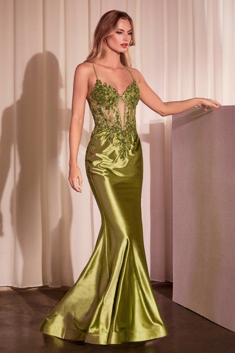 Ladivine - CC2401 Plunging Neckline Gown