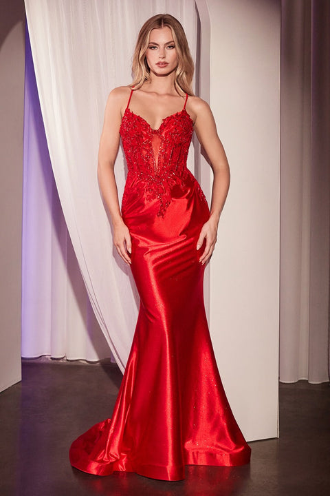 Ladivine - CC2401 Plunging Neckline Gown